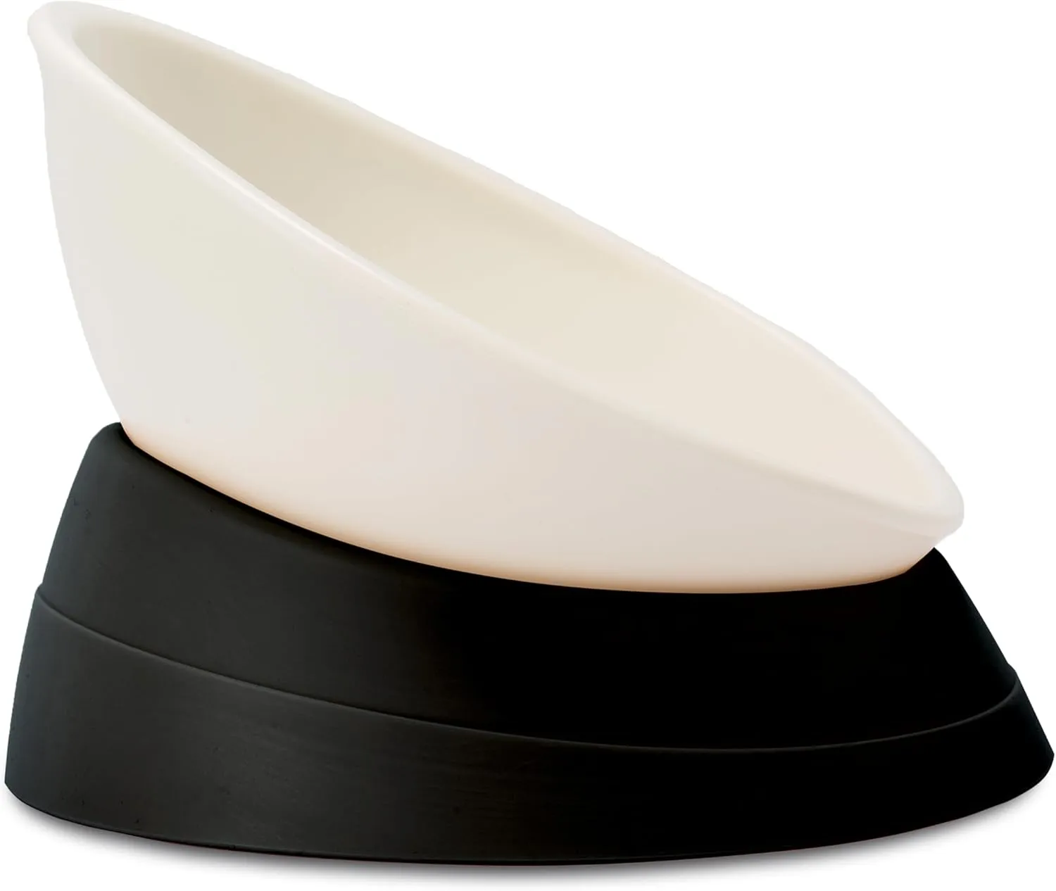 French Bulldog Food Bowl- Slanted Tilted Pug Food Water Bowl,Cat Bowl- Feeder for Frenchie/Shih Tzu/Flat Faced Small Dogs/Puppies/Cats (Black, 4 Cup)