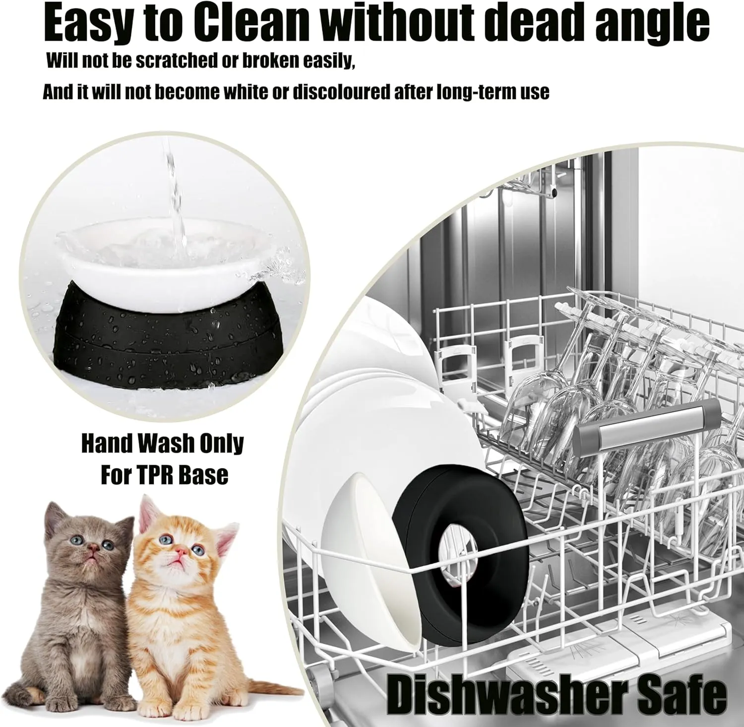 French Bulldog Food Bowl- Slanted Tilted Pug Food Water Bowl,Cat Bowl- Feeder for Frenchie/Shih Tzu/Flat Faced Small Dogs/Puppies/Cats (Black, 4 Cup)