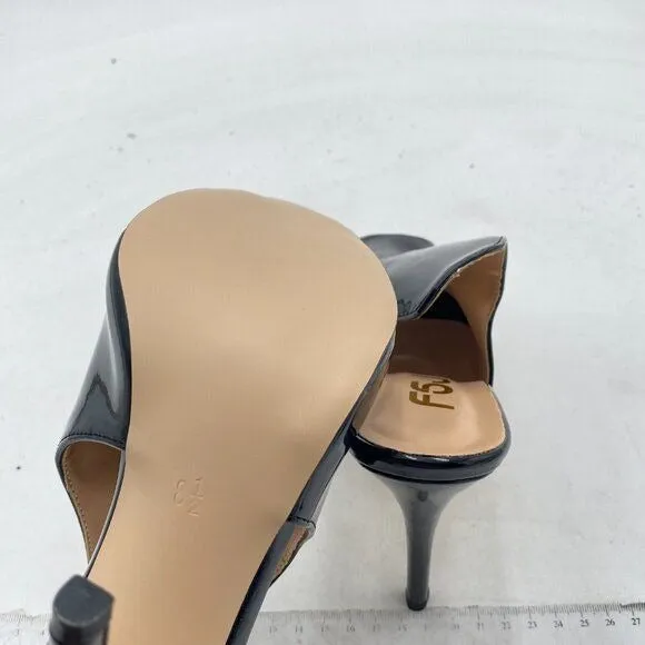 FSJ Black Peep Toe Slide Mule Slippers Stiletto High Heels Loafers Slip on Shoes