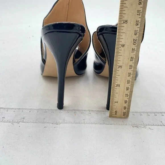 FSJ Black Peep Toe Slide Mule Slippers Stiletto High Heels Loafers Slip on Shoes