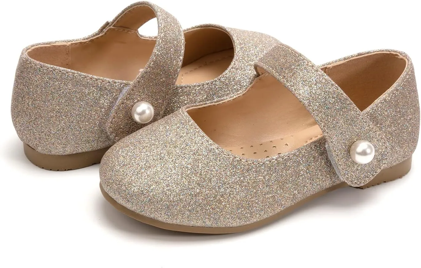 FUNKYMONKEY Toddler/Little Girl Mary Jane Dress Shoes Casual Slip on Ballet Flat