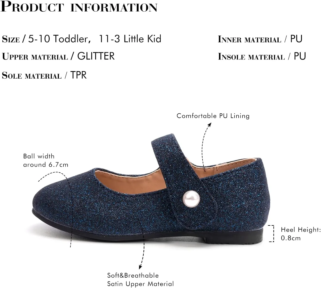 FUNKYMONKEY Toddler/Little Girl Mary Jane Dress Shoes Casual Slip on Ballet Flat