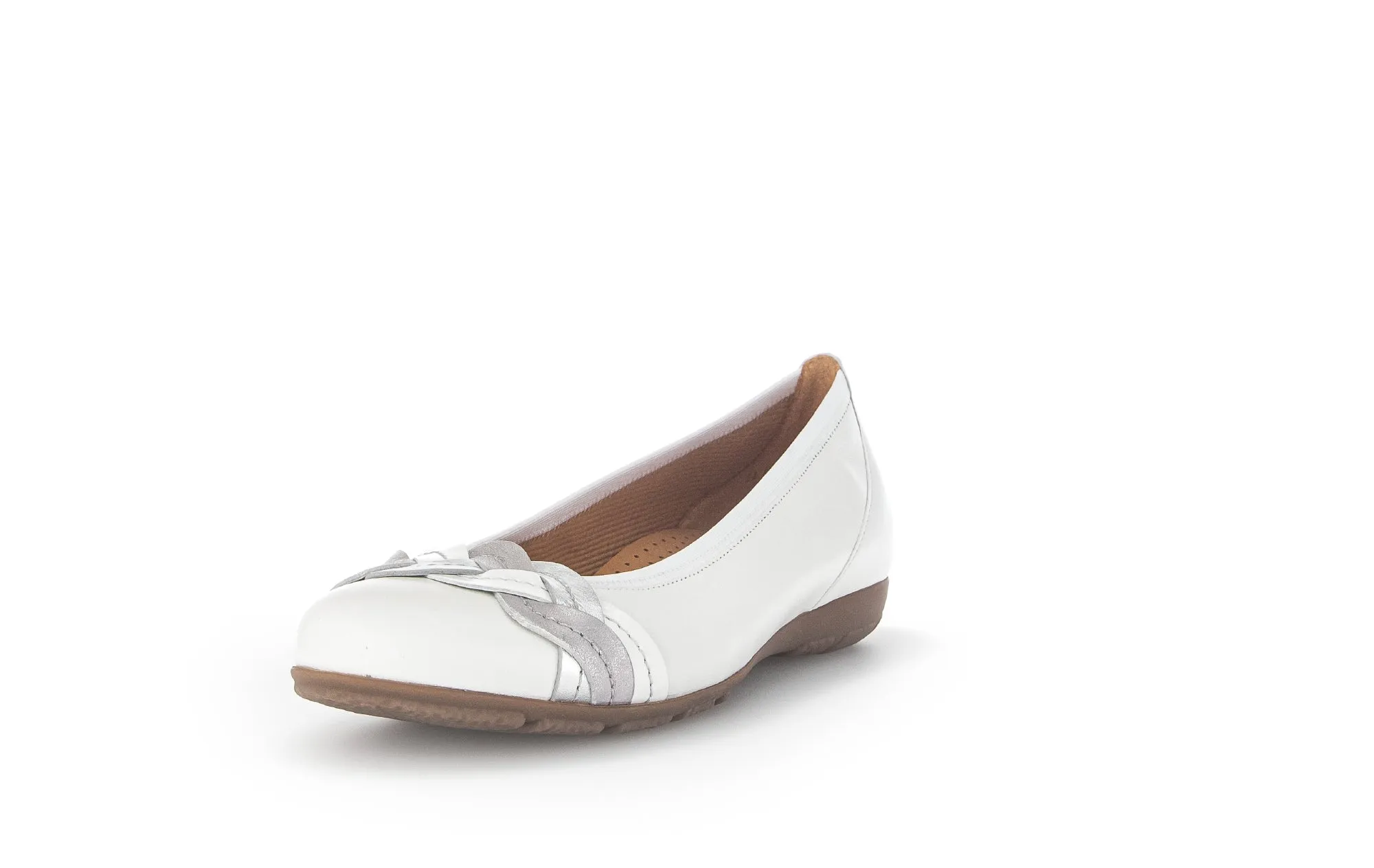 GABOR - 44.160.21 FLAT POMP - WHITE/SILVER
