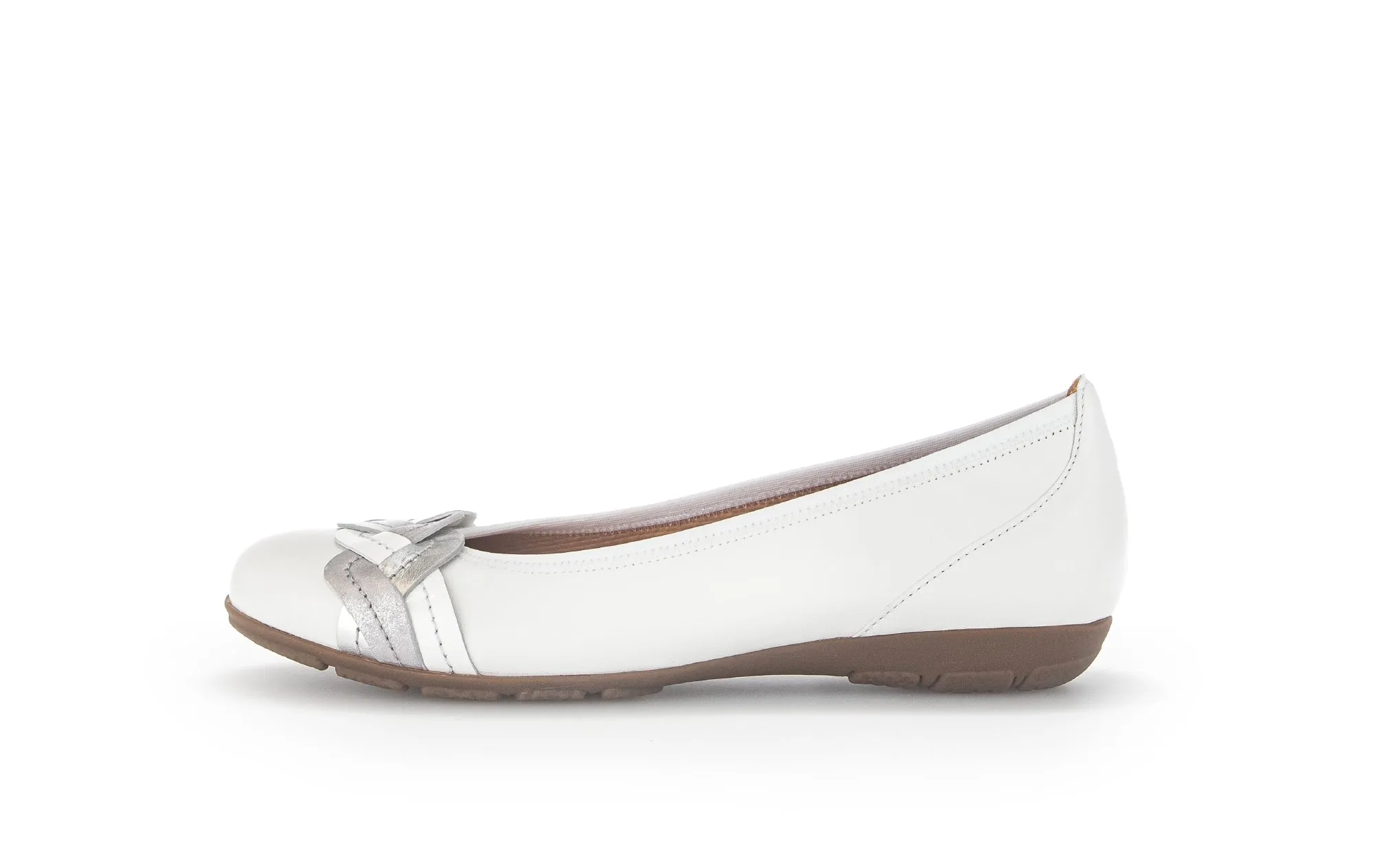 GABOR - 44.160.21 FLAT POMP - WHITE/SILVER