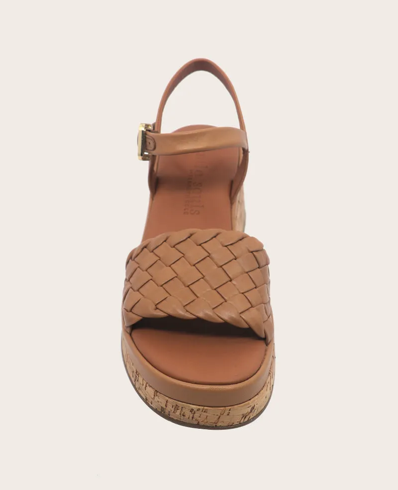 GENTLE SOULS - Dorris Woven Leather Cork Platform Sandal
