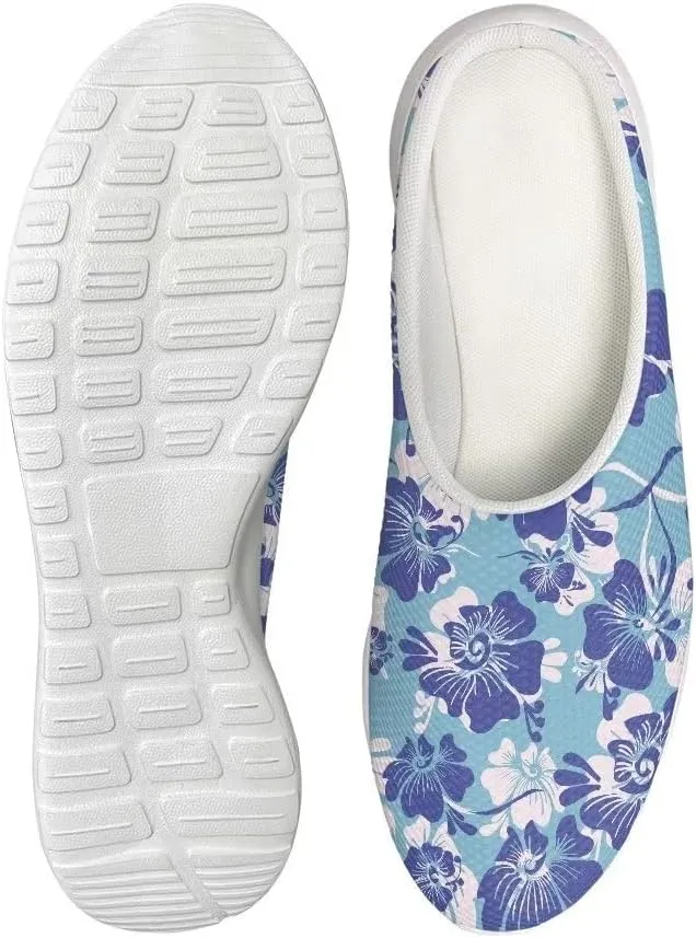 GIFTPUZZ Women's Men's Breathable Mesh Walking Flat Shoes Backless Slip on Sneaker
