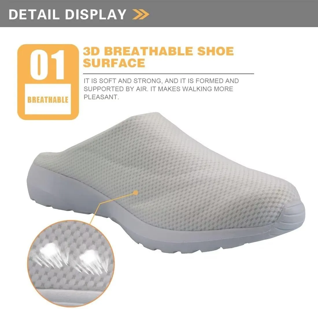 GIFTPUZZ Women's Men's Breathable Mesh Walking Flat Shoes Backless Slip on Sneaker