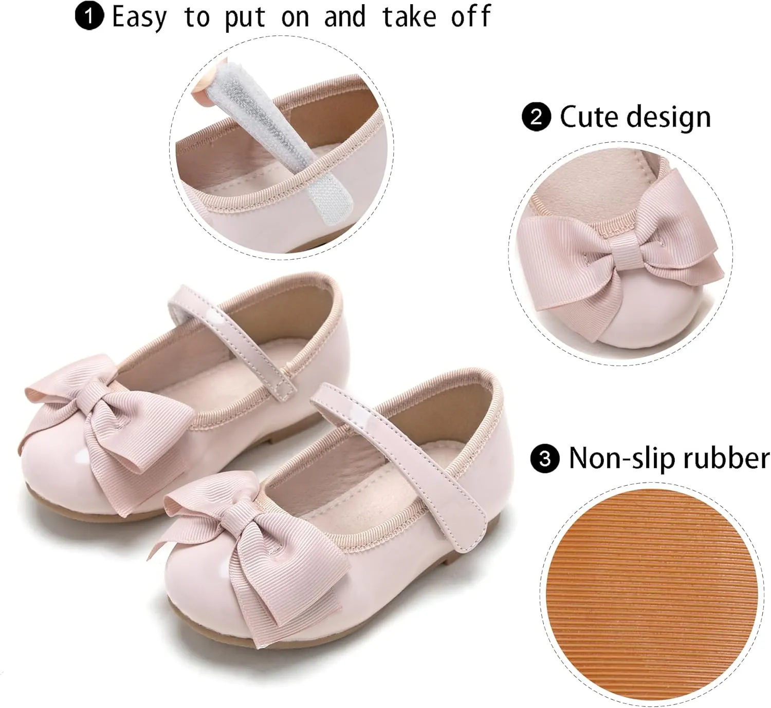 GINFIVE Toddler Girls Mary-Jane Little Girls Slip On Shoes Glitter Ballerina Flats Toddler