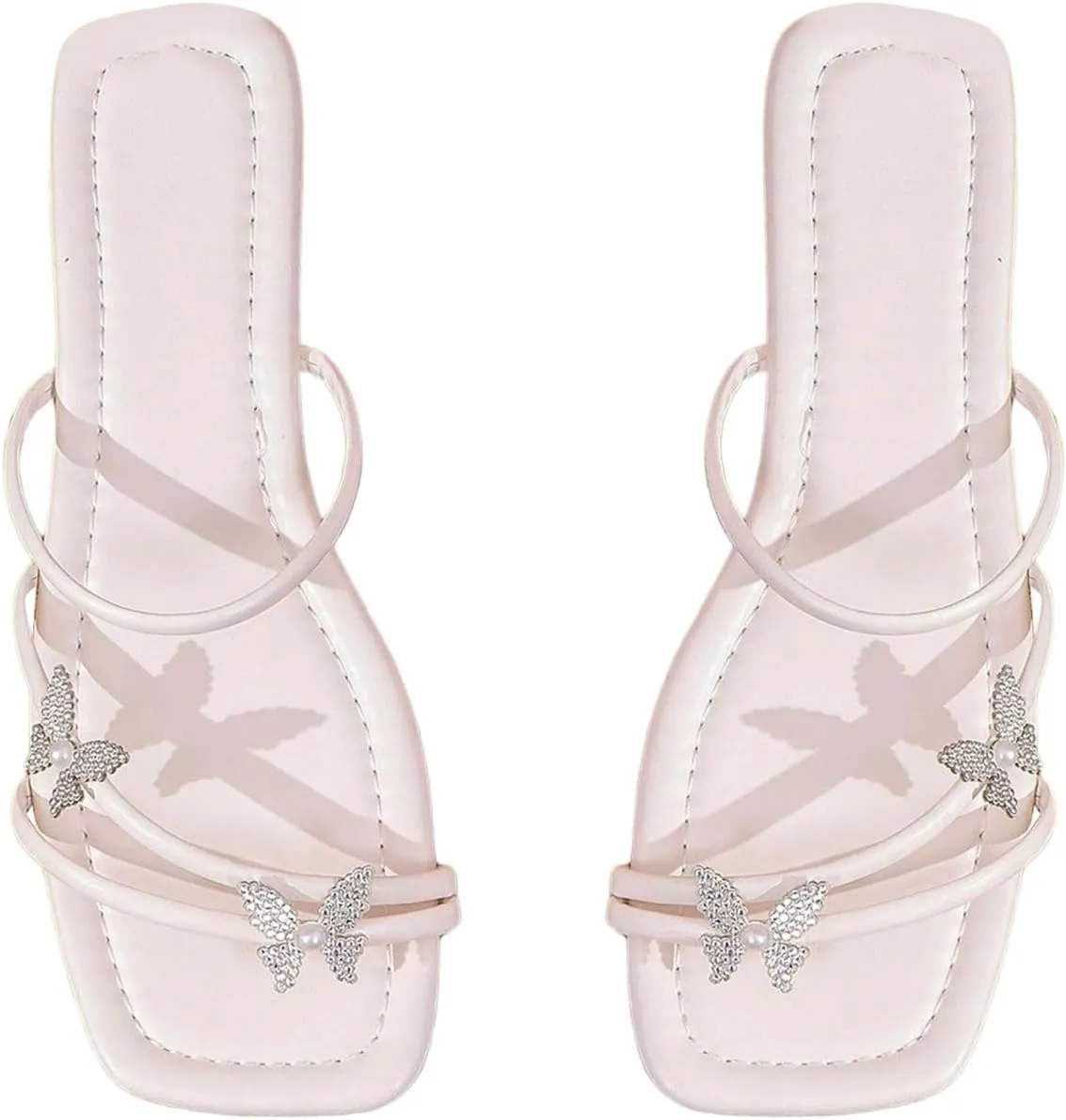 GORGLITTER Women's Strappy Flat Sandals Cute Dressy Open Toe Slip on Slide Sandals