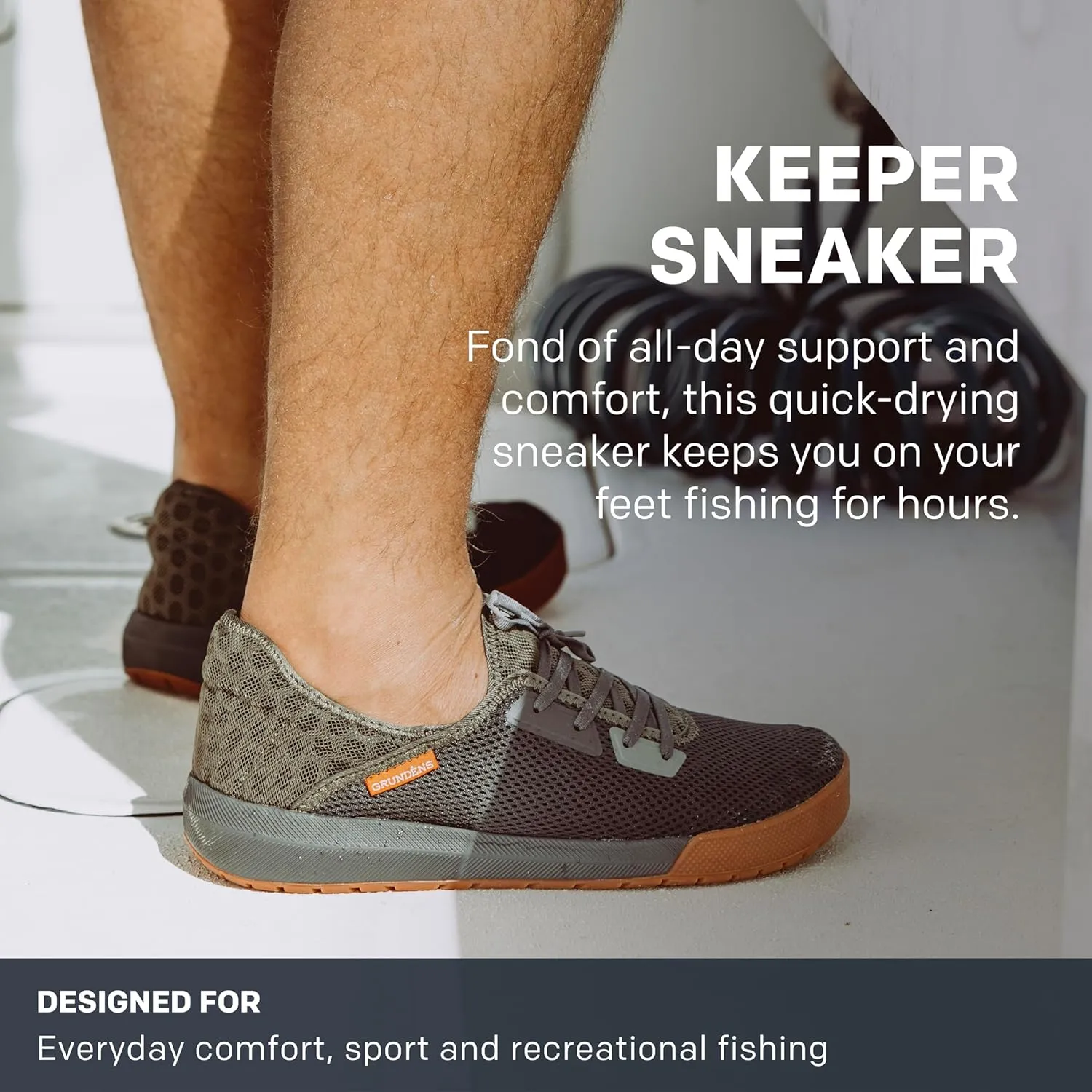 Grunden’s Keeper Sneaker - Lightweight Quick Dry Water Shoes, Breathable Mesh Upper with Rubber Toe, All Day Fishing Comfort and Support
