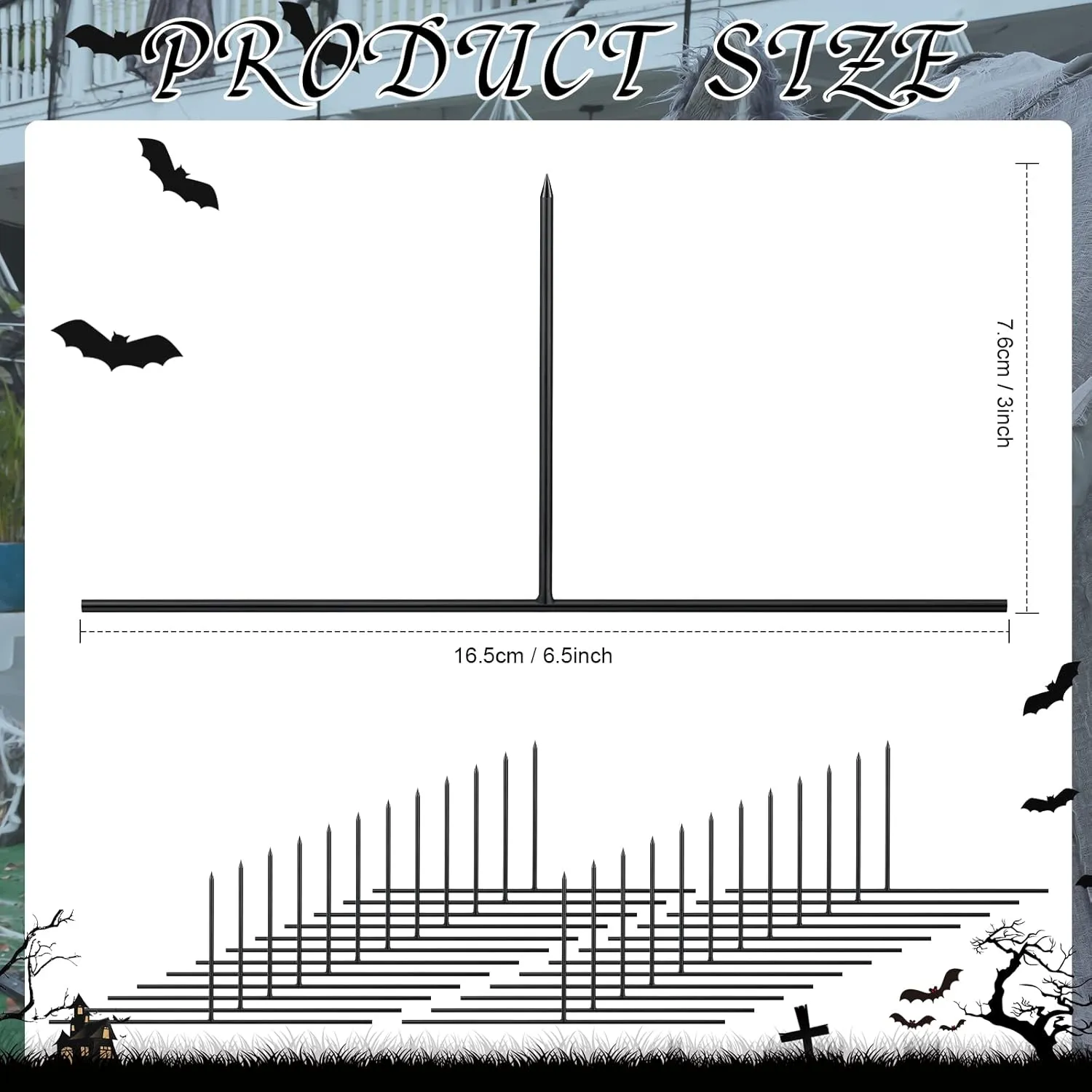 Halloween Metal Stakes T Shaped Tombstone Stakes 6.5 x 3 Inches Foam Gravestone Stakes Replacement Metal Tombstone Stakes for Halloween Tombstone Decorations(24 Pieces)