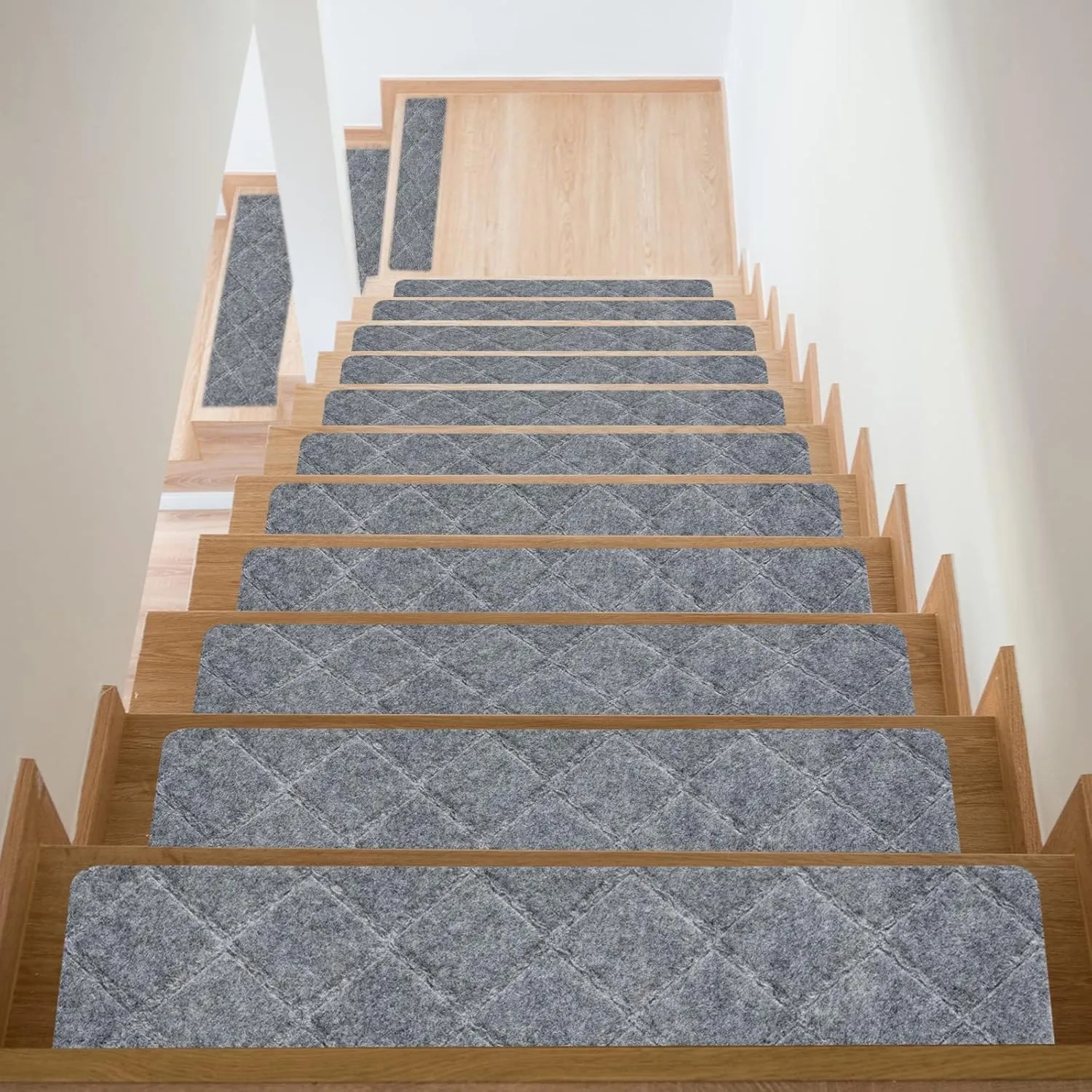 HARFINGTON Non Slip Stair Treads 15Packs 8"x30" Slip Resistant Indoor Runner Carpet Mat for Indoor Wooden Stairs, Gray