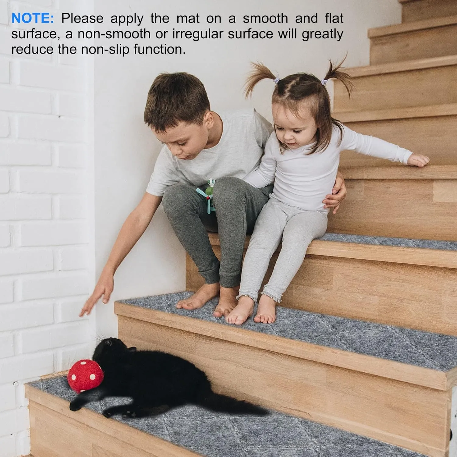 HARFINGTON Non Slip Stair Treads 15Packs 8"x30" Slip Resistant Indoor Runner Carpet Mat for Indoor Wooden Stairs, Gray