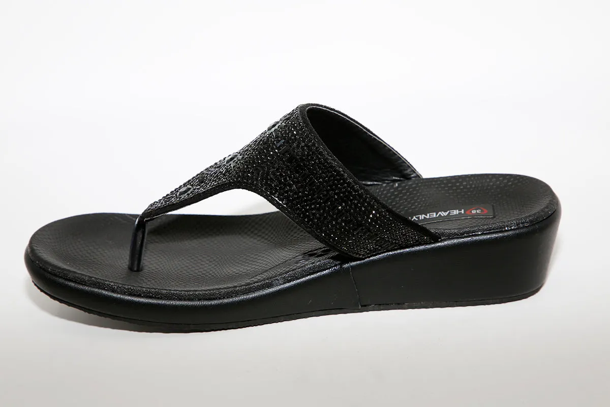 HEAVENLY FEET - Star Black Toe Post Sandal
