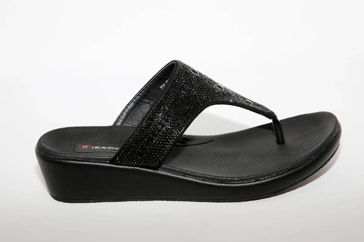 HEAVENLY FEET - Star Black Toe Post Sandal