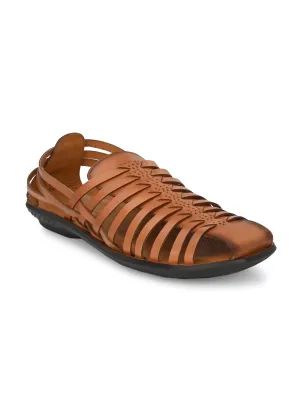 Hitz Men's Tan Leather Slip-On Comfort Sandals