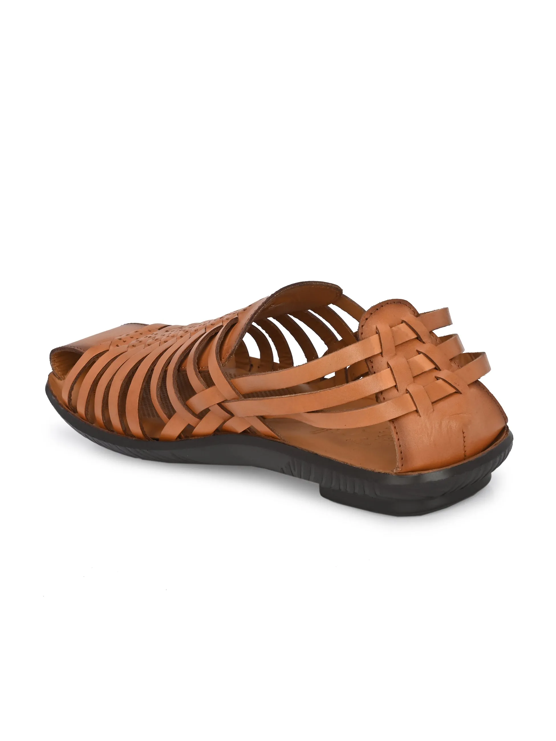 Hitz Men's Tan Leather Slip-On Comfort Sandals