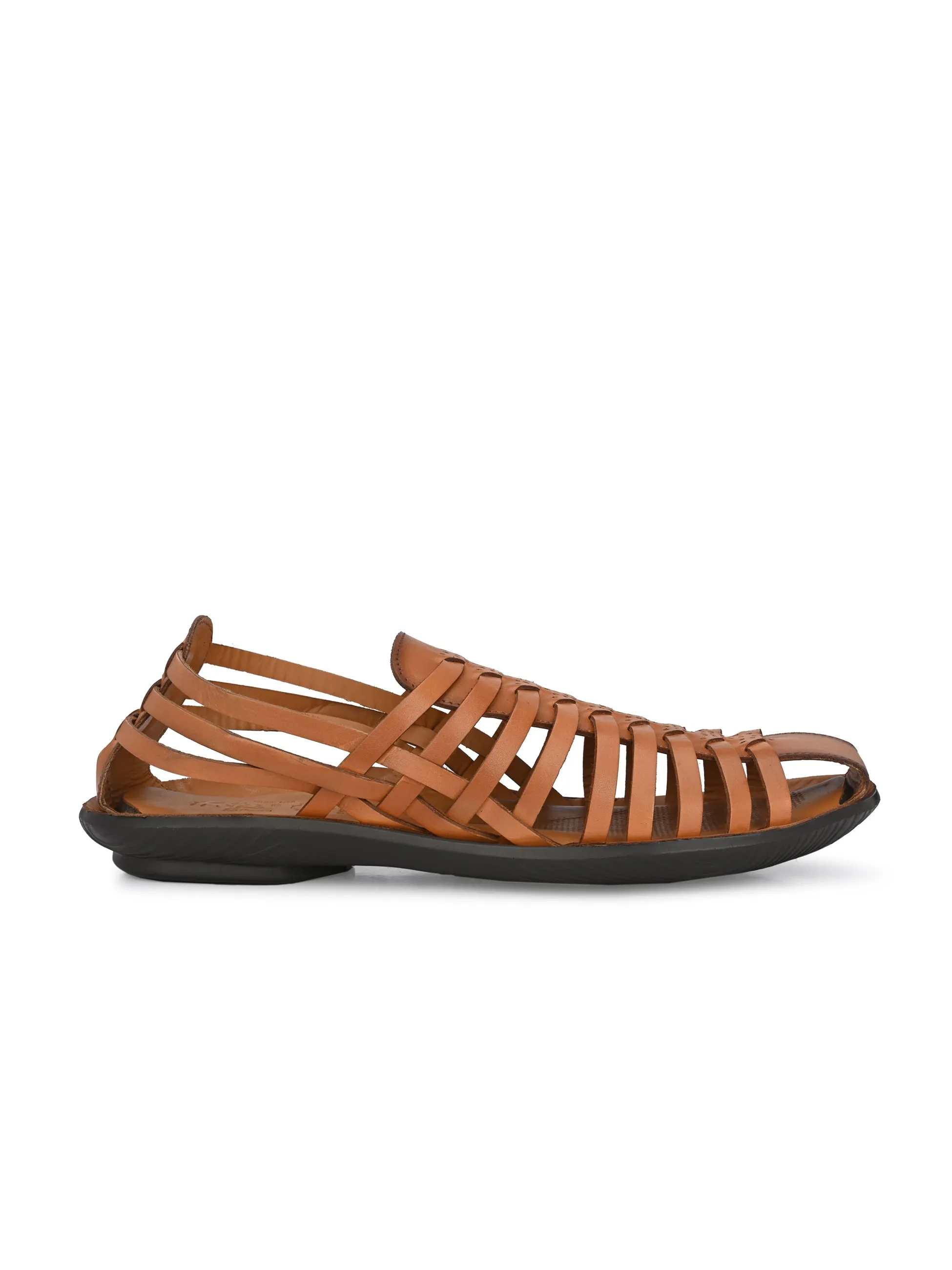 Hitz Men's Tan Leather Slip-On Comfort Sandals