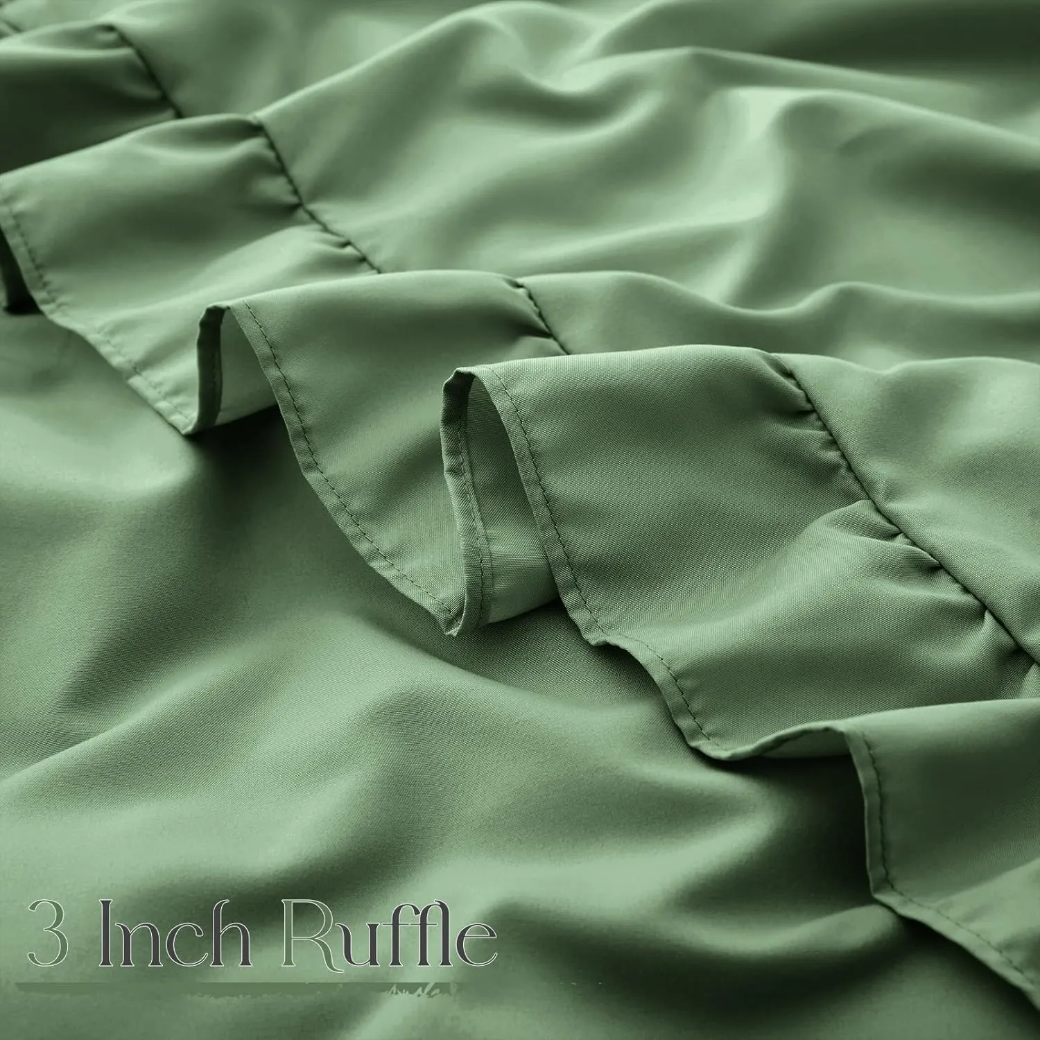 Horbaunal Sage Green Ruffle Sheets Full Size 6 Piece, Fits 16" Deep Mattress, Microfiber Green Full Sheets with 2 Ruffled Pillowcases, Shabby Chic Bed Sheet Set