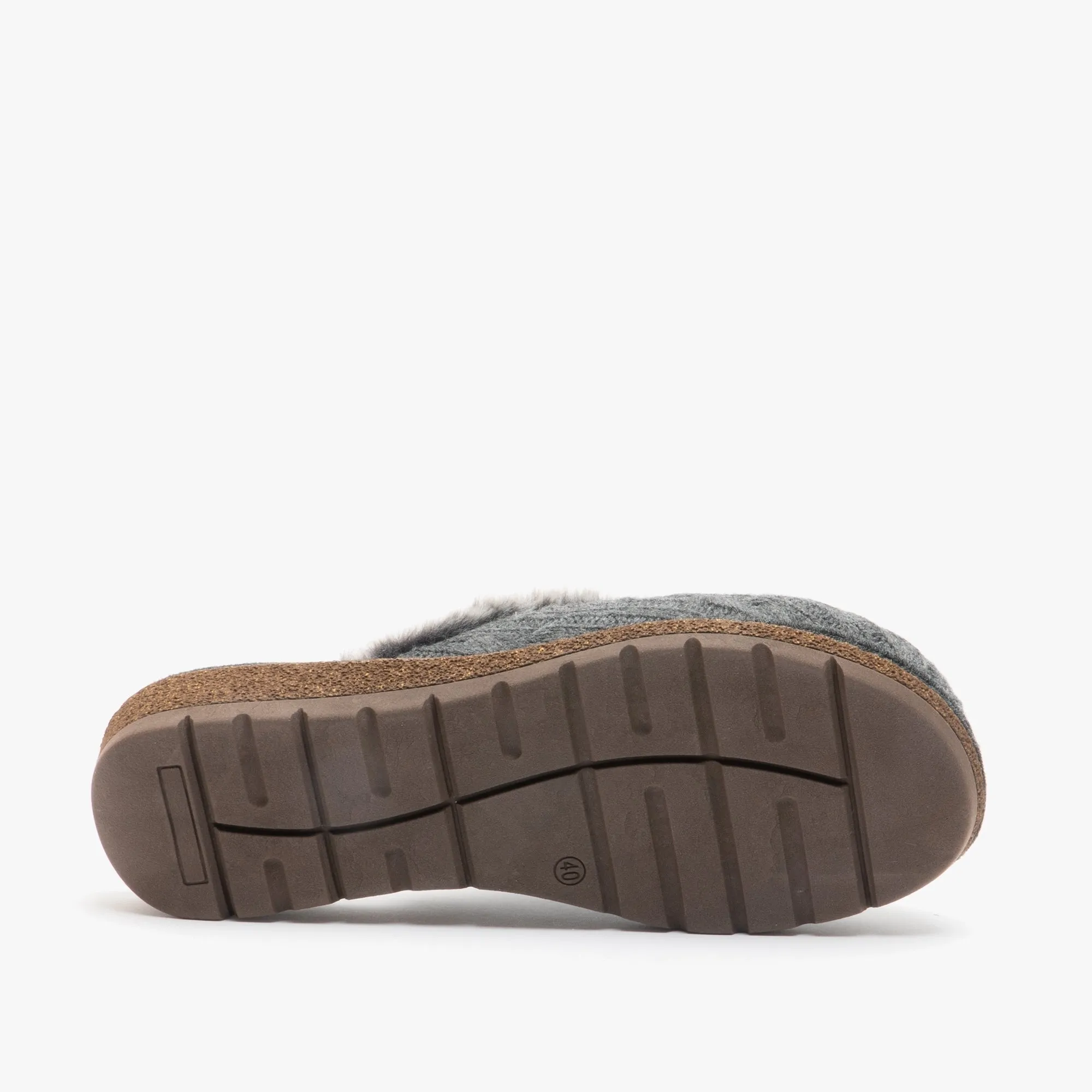 HOS Comfort MEGAN Womens Wool Mule Slippers Grey