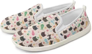 Howilath Cats Pattern Flat Shoes for Women Slip on Sneakers Lightweight Anti-Skid No Laces Running Sneakers