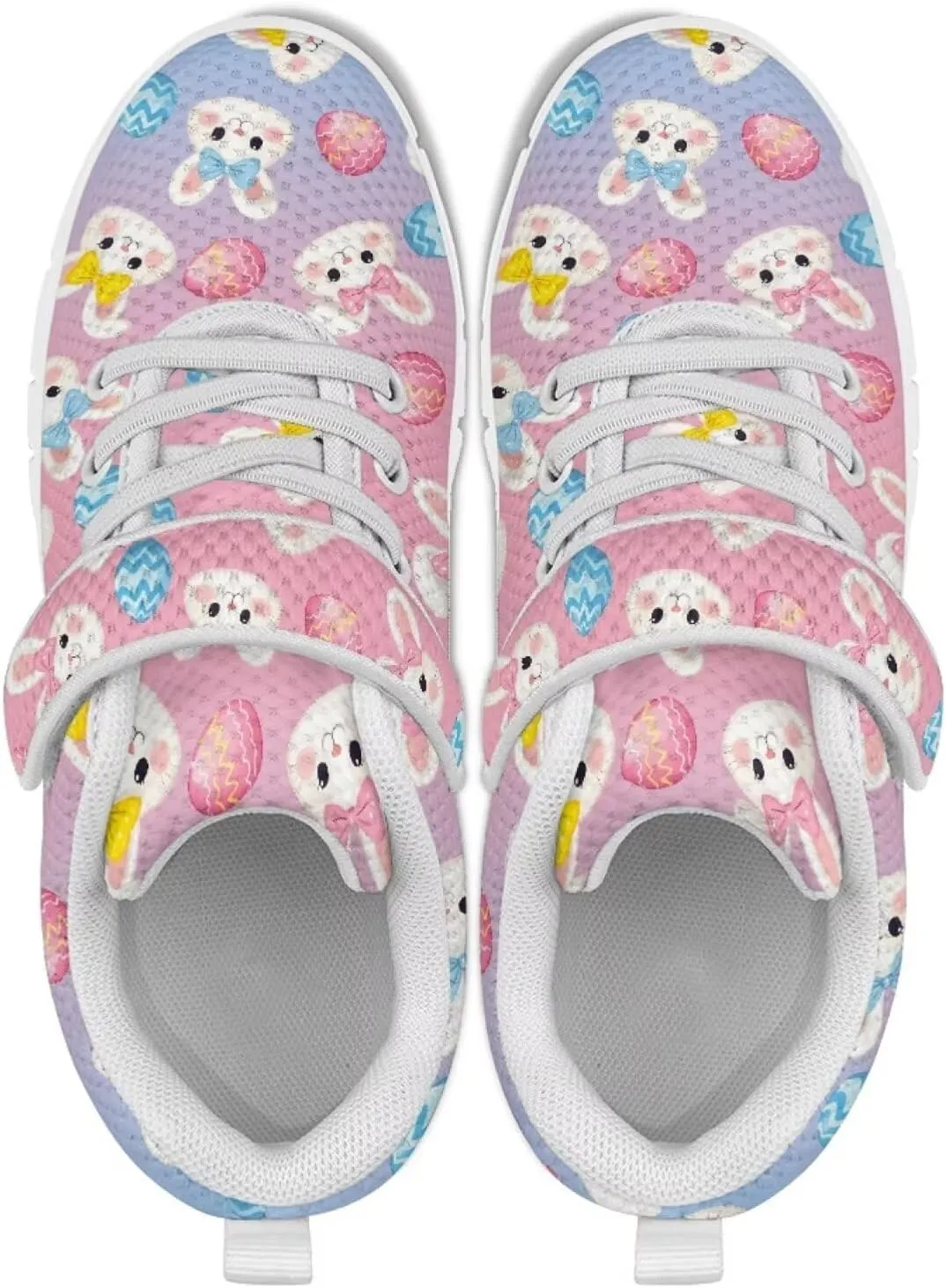 Howilath Easter Bunny Print Kids Sneakers for Boys Girls Mesh Sneakers Sports Tennis Shoes with Non-Slip Sole