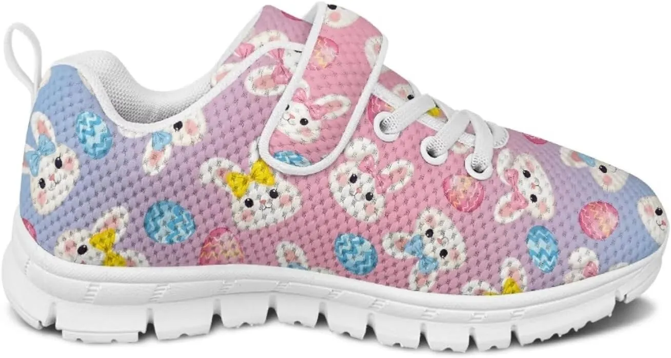 Howilath Easter Bunny Print Kids Sneakers for Boys Girls Mesh Sneakers Sports Tennis Shoes with Non-Slip Sole