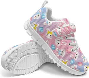 Howilath Easter Bunny Print Kids Sneakers for Boys Girls Mesh Sneakers Sports Tennis Shoes with Non-Slip Sole