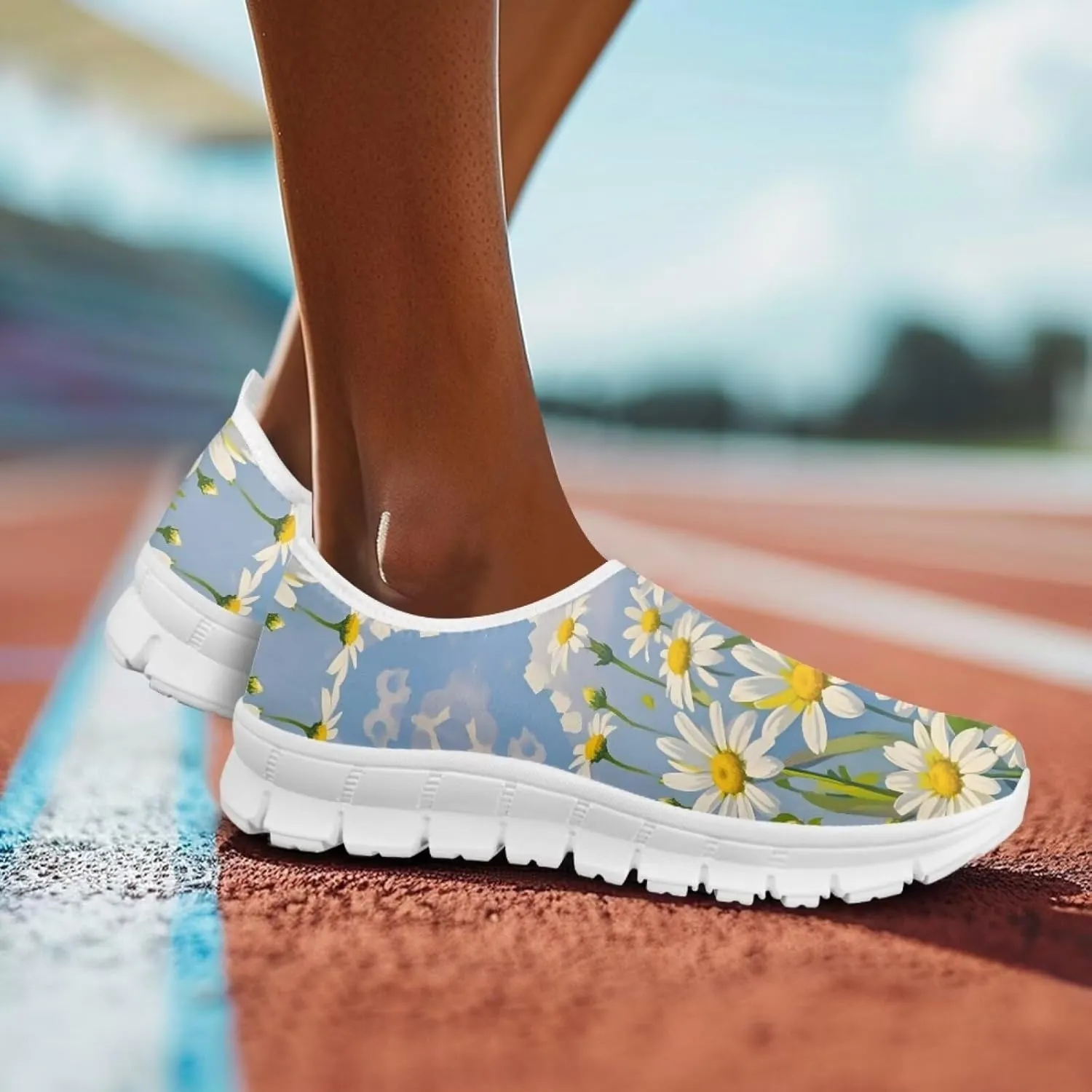Howilath Flower Print Casual Shoes for Women Slip on Shoes Anti-Skid Sneakers Travel Hiking Sport Shoes