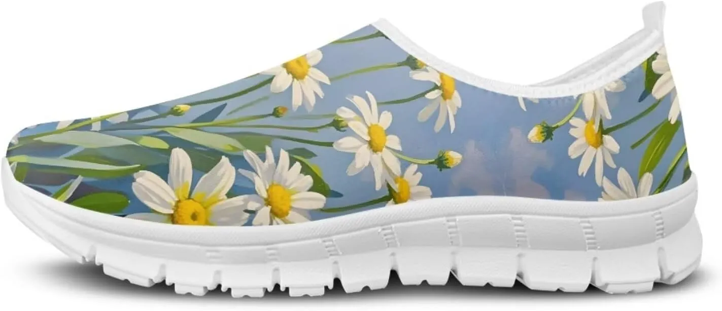 Howilath Flower Print Casual Shoes for Women Slip on Shoes Anti-Skid Sneakers Travel Hiking Sport Shoes