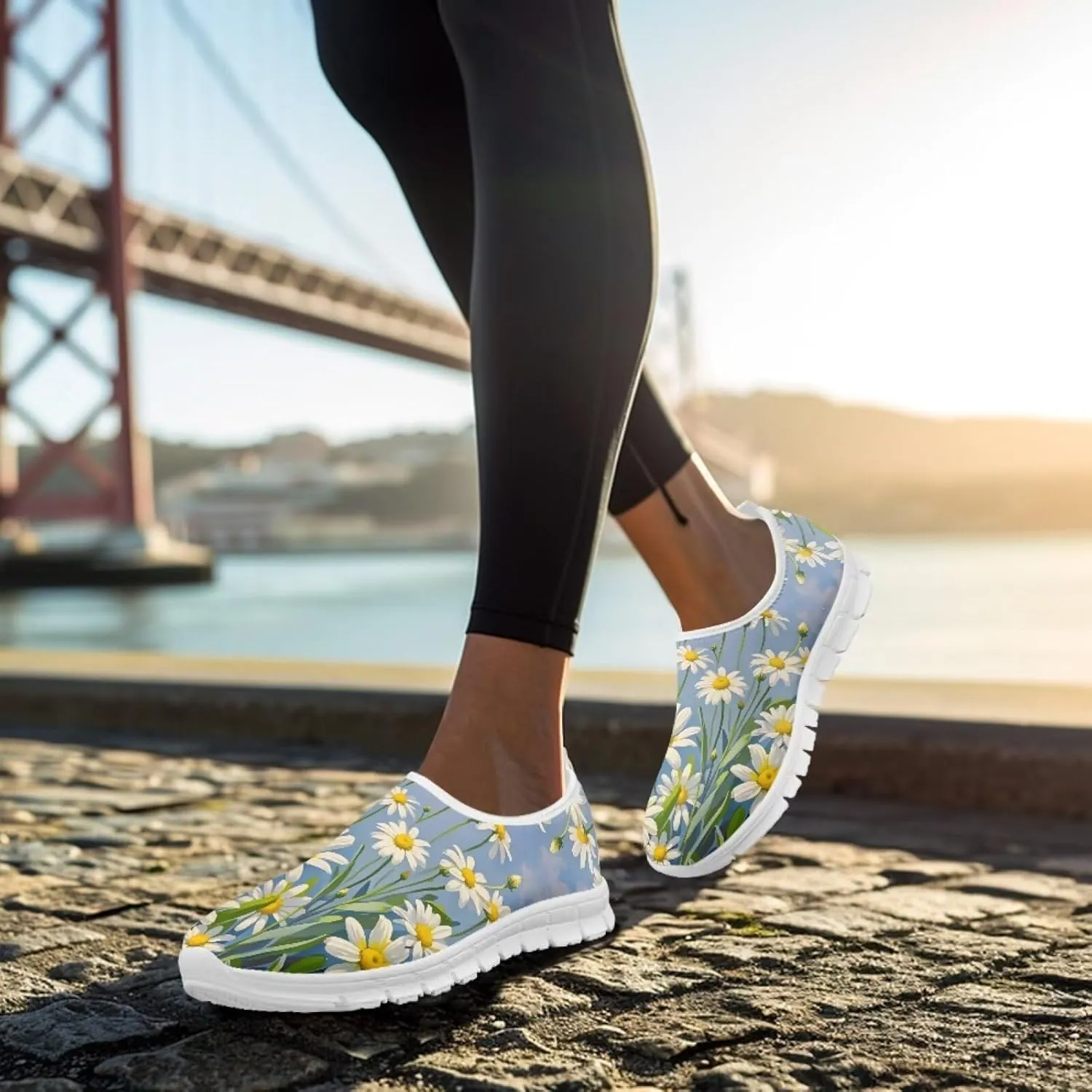 Howilath Flower Print Casual Shoes for Women Slip on Shoes Anti-Skid Sneakers Travel Hiking Sport Shoes
