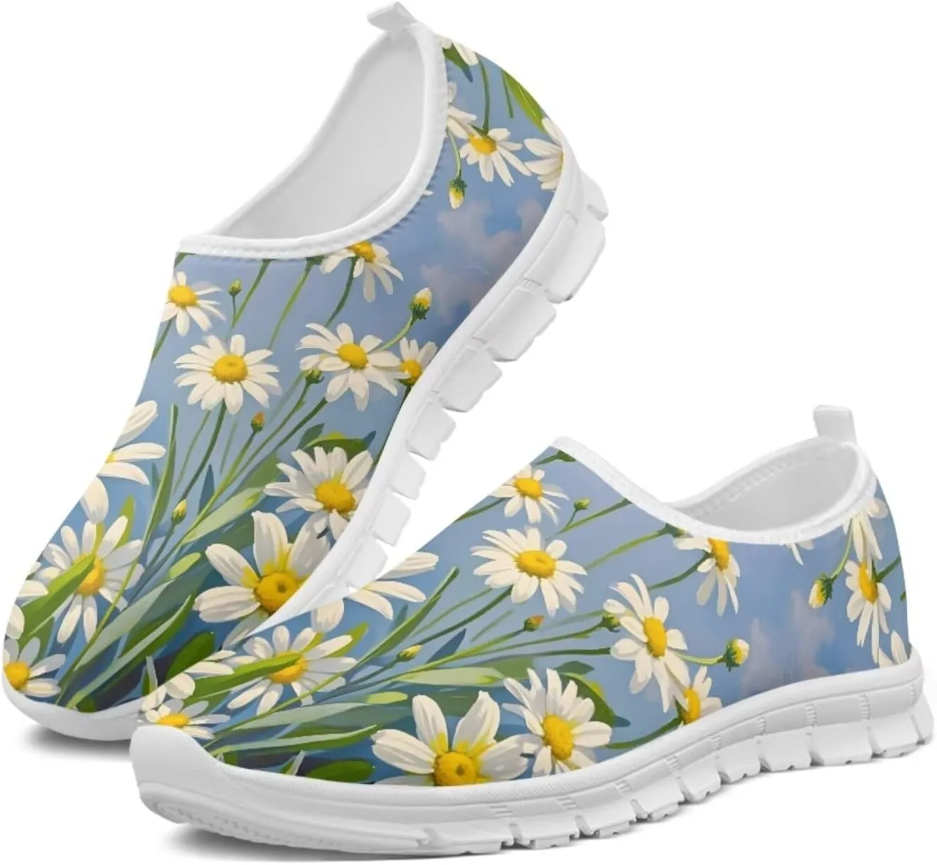 Howilath Flower Print Casual Shoes for Women Slip on Shoes Anti-Skid Sneakers Travel Hiking Sport Shoes