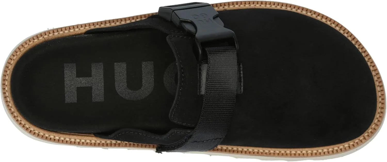 HUGO Women's Slip on Top Buckle Suede Clogs