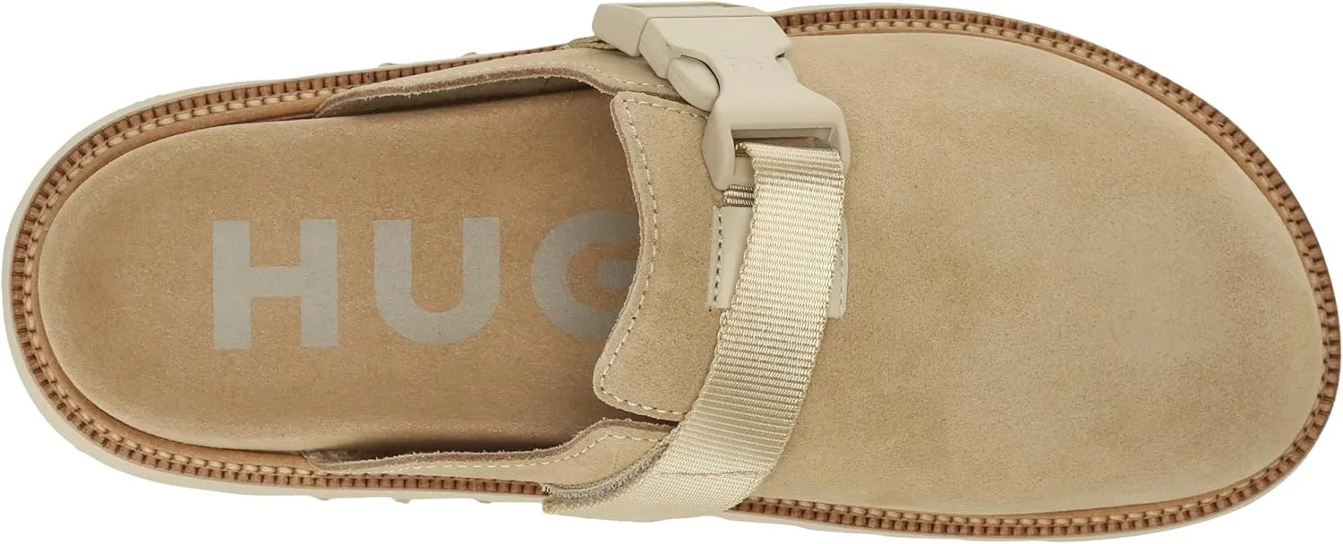 HUGO Women's Slip on Top Buckle Suede Clogs