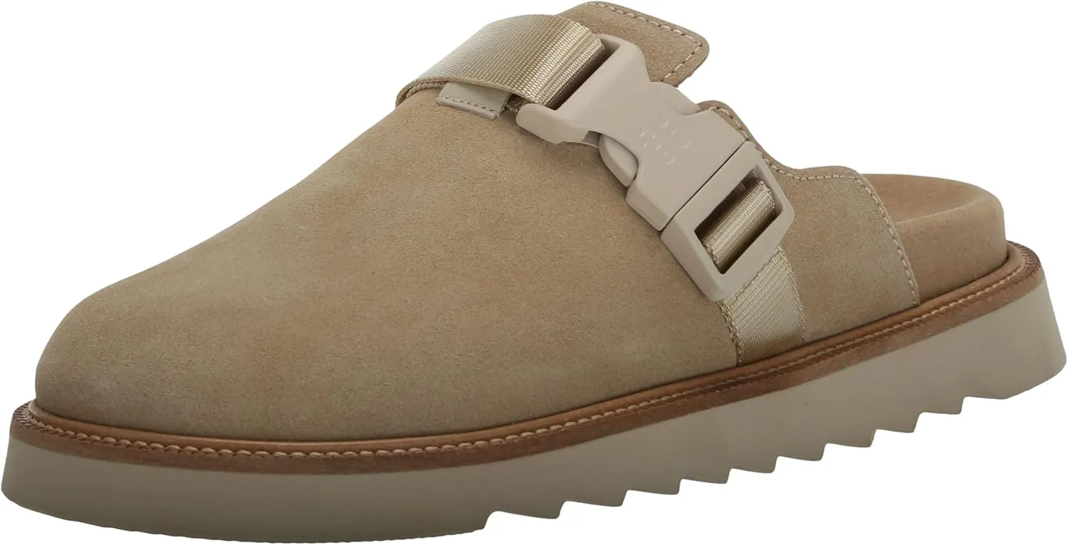 HUGO Women's Slip on Top Buckle Suede Clogs