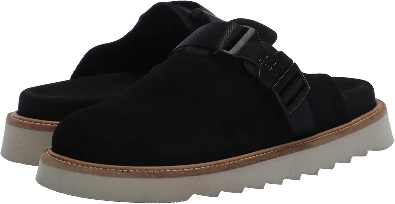HUGO Women's Slip on Top Buckle Suede Clogs