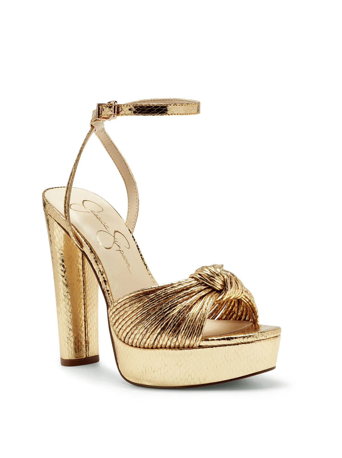 Immie Platform Sandal in Gold Snake