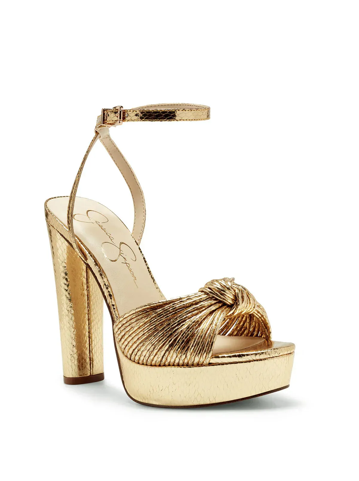 Immie Platform Sandal in Silver Snake