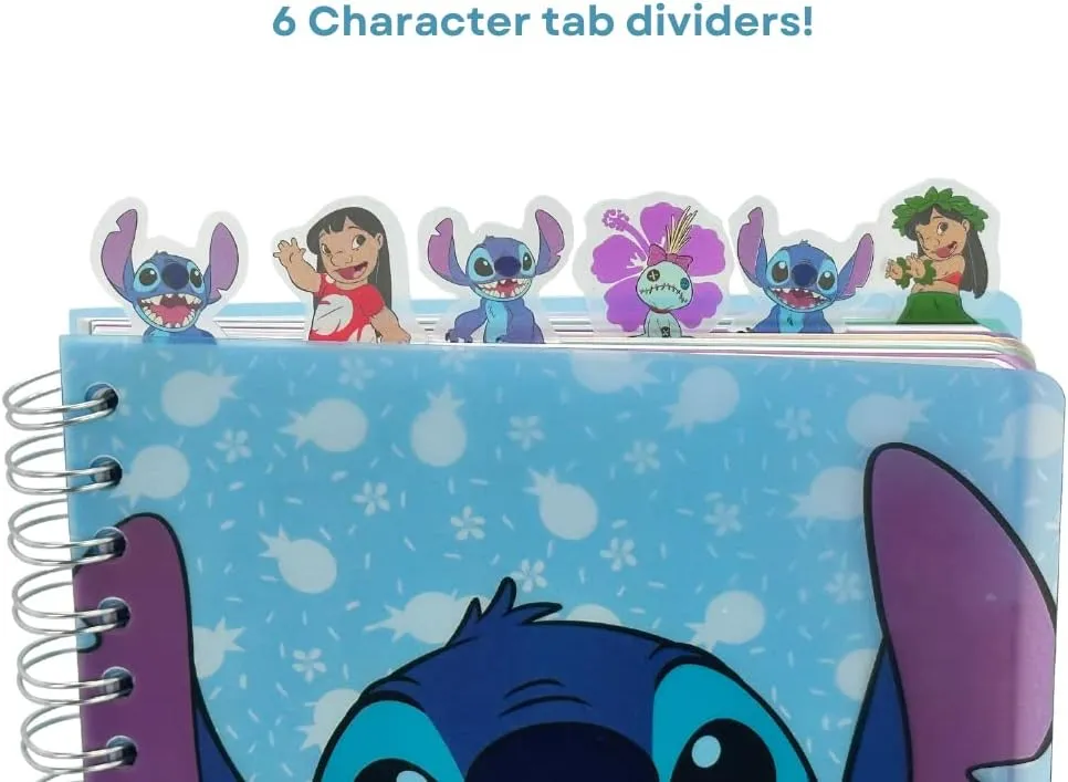 Innovative Designs Disney Lilo and Stitch Tab Journal Notebook, Spiral Bound, 144 Lined Pages, 8 x 7 inches, Blue