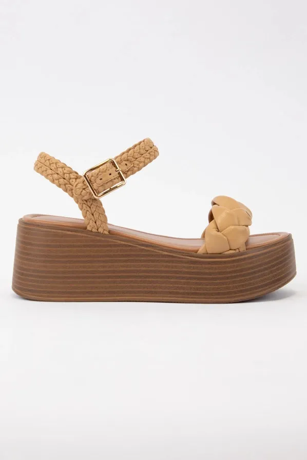 Invoke Braided Strap Platform Wedge Heel Sandal