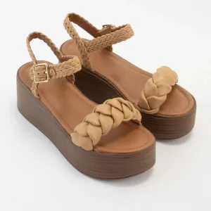 Invoke Braided Strap Platform Wedge Heel Sandal