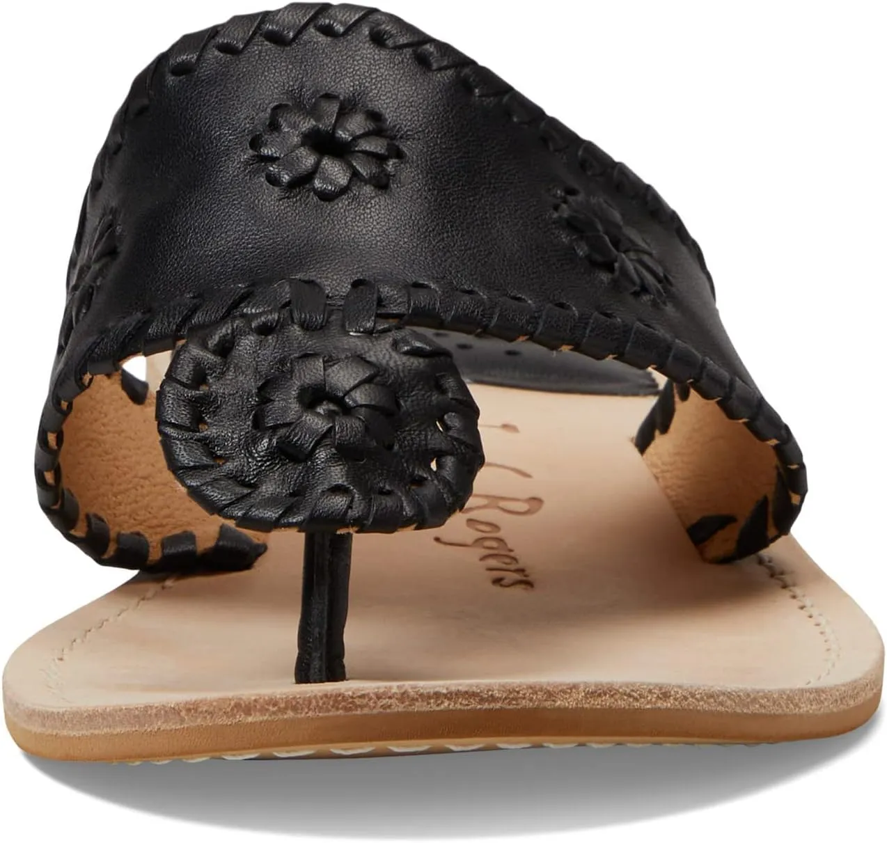 Jack Rogers Palm Beach Sandal for Women - Slip on Style, Leather Lining and Insole and Stacked Wooden Heel Wide