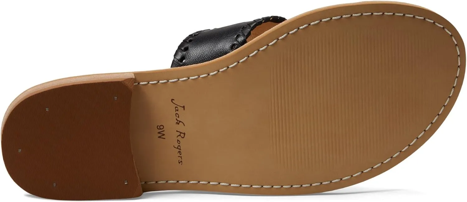 Jack Rogers Palm Beach Sandal for Women - Slip on Style, Leather Lining and Insole and Stacked Wooden Heel Wide