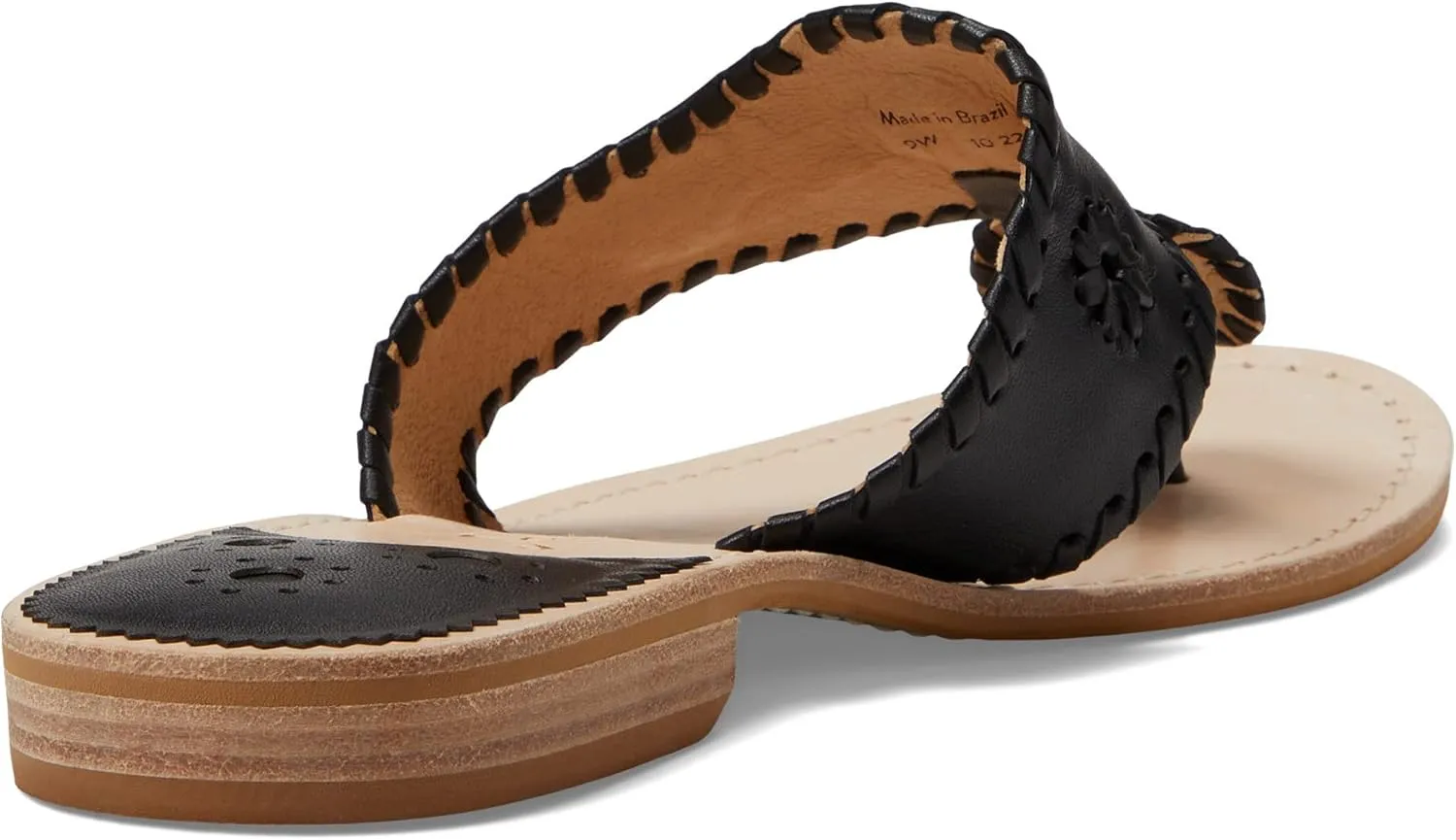 Jack Rogers Palm Beach Sandal for Women - Slip on Style, Leather Lining and Insole and Stacked Wooden Heel Wide