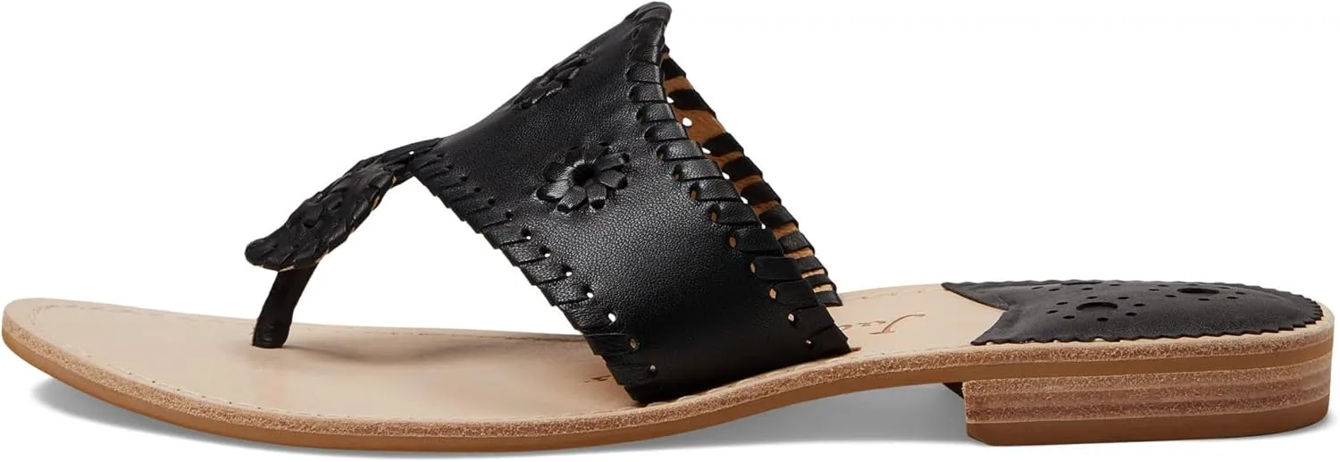 Jack Rogers Palm Beach Sandal for Women - Slip on Style, Leather Lining and Insole and Stacked Wooden Heel Wide