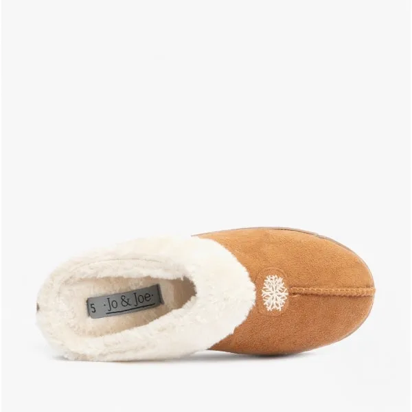 Jo & Joe SNUGGLE Womens Mule Slippers Cognac