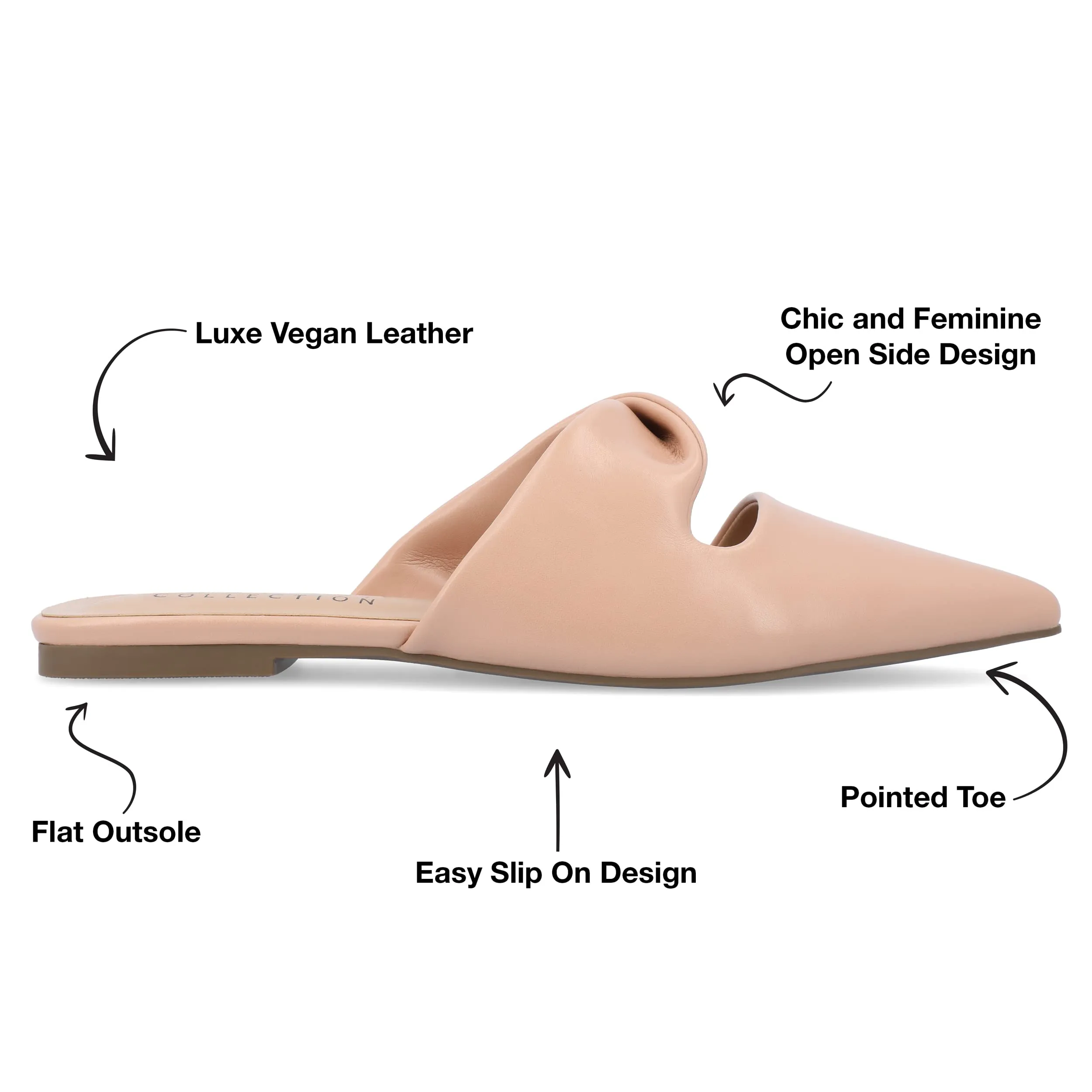 Journee Womens Enniss Open Side Pointed Toe Mule Flats