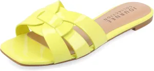 Journee Womens Flat Open Square Toe Fashion Banded Sandal Comfortable Dressy Slip On Arrina Slide