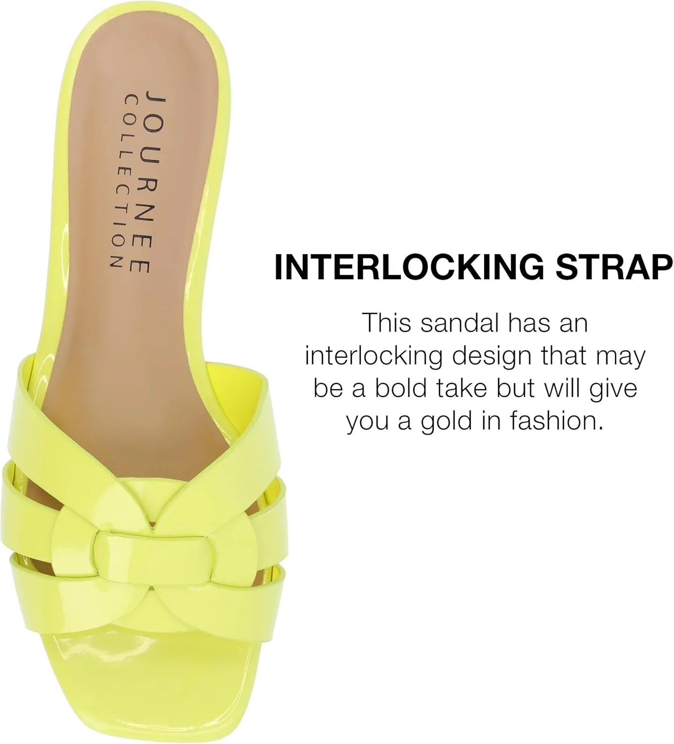 Journee Womens Flat Open Square Toe Fashion Banded Sandal Comfortable Dressy Slip On Arrina Slide