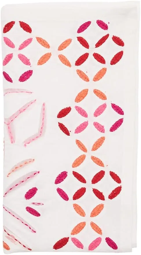 Kim Seybert Malta Napkin in White, Pink & Orange, Set of 4